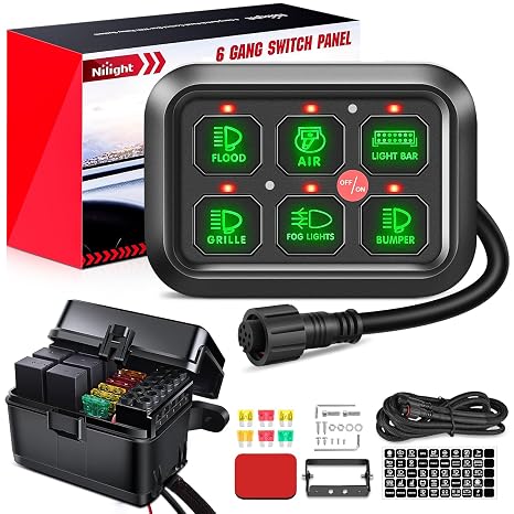 Nilight 6 Gang Switch Panel System Integrated Circuit Control 12V Toggle