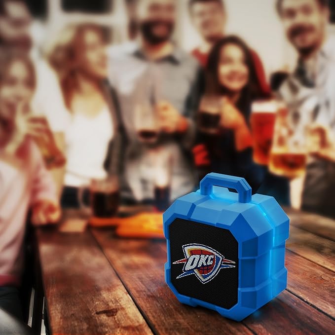 SOAR NBA Shockbox LED Wireless Bluetooth Speaker - Water Resistant IPX4, 5.0 Bluetooth with Over 5 Hours of Play Time - Small Portable Speaker - Officially Licensed NBA, Perfect Home & Outdoor Speaker