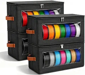3D Printer Filament Storage Box 4 Pack, Dry Filament Storage Container for 24 Rolls 1kg, Oxford Fabric Filament Storage with Desiccant Pouch, Stackable Filament Rack for Home Office Workshop