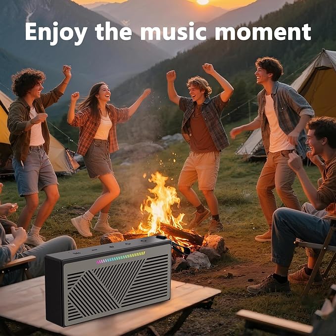 Bluetooth Speaker, Portable Wireless Bluetooth Speakers with HD Sound, IPX5 Waterproof Speaker with RGB LED Lights, Bluetooth5.3, TWS Pairing, Long Playtime, for Home/Party/Outdoor/Beach/Bathroom