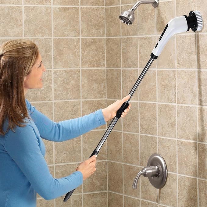 Electric Rotating Scrubber - Cordless Scrubber for Bathroom | Electric Cleaning Brush | Cordless Handheld Power spinn Brush | Bathtub Scrubber Tile Floor and Wall Dirt Remover Cleaning Brush