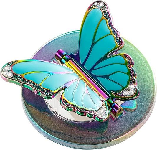 [2026 All-New] for MagSafe Butterfly Phone Grip, Magnetic Butterfly Phone Ring Holder for MagSafe Accessories & iPhone 17 Air 16 Pro Max Plus 15 14 13 12, Glitter Colorful