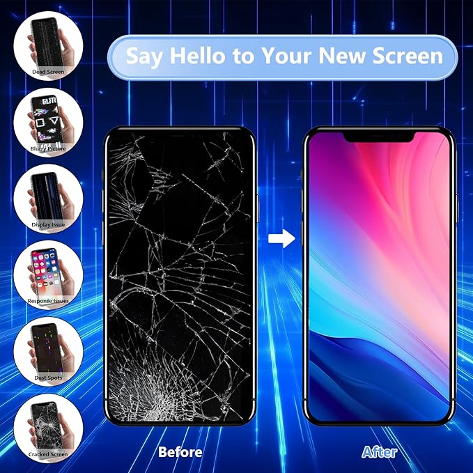 for iPhone 15 Pro Screen Replacement 6.1 inch Full HD, 3D Touch LCD Screen Display Digitizer Assembly with Repair Tools, Compatible for Model A2848, A3101, A3102, A3104