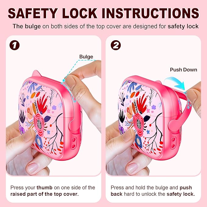 RFUNGUANGO AirPods Pro Case for Women Girly Cat Case with Lock, Phone Stand, Keychain & Cleaner Kit, Compatible with Apple Airpods Pro 2nd/1st Generation Case Cover, Pink Berry Flower