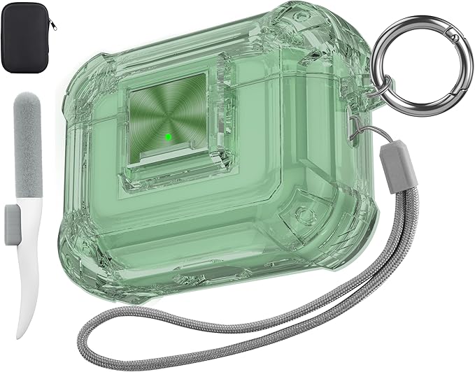 Valkit Compatible Airpods Pro 2nd/1st Generation Case Clear with Cleaner Kit & Lock, Soft TPU Airpod Pro 2/1 Case Shockproof iPods Pro 2 Protective Case for Airpods Pro Gen 2nd/1st(2023/2022/2019)