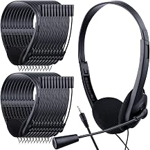 Yunsailing 30 Pack Classroom Headphones with Mic, Black, Plastic Stem - Image 1
