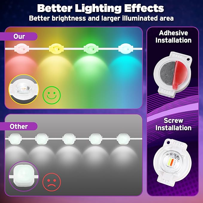 100FT Smart RGB Outdoor Lights - IP67 Waterproof LED Strip Lights with App/Remote Control, for Holiday Decor, Garden, Patio & Home Accent Lighting (Permanent Installation)
