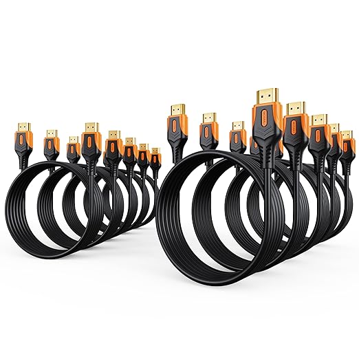 4K HDMI Cable 6FT 10-Pack, High Speed 18Gbps HDMI 2.0 Cord, Support 4K@60Hz & 2K@240Hz, HDR10, 12bit, 3D, ARC, Dolby, DTS, HDCP 2.2 for TV, Monitor, Apple TV, Roku, Soundbar, PS5, Xbox