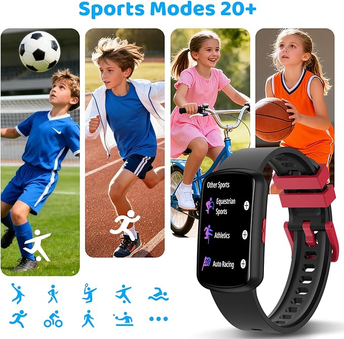 Smart Watch for Kids, Heart Rate, Sleep Monitor, Activity Tracker, Pedometer, IP68 Waterproof, Long Standby, Kids Fitness Tracker Watch for Boys Girls Ages 5-15 Birthday Gifts (Black)