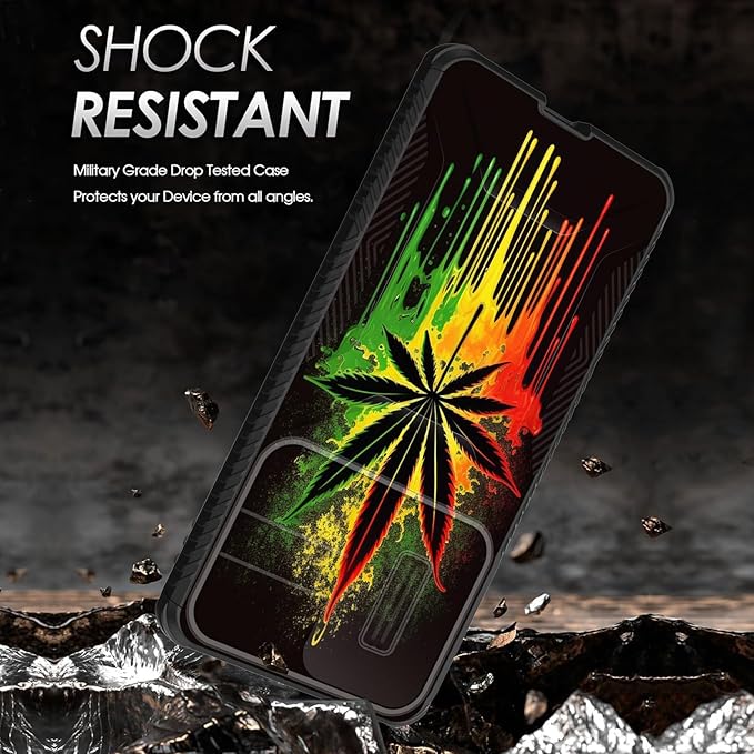 for Galaxy S25 Edge Case Built in Slide Camera Lens Cover,Heavy Duty Shockproof Protection Dual Layer Case for Samsung Galaxy S25 Edge 2025,Marijuana Leaf Weed
