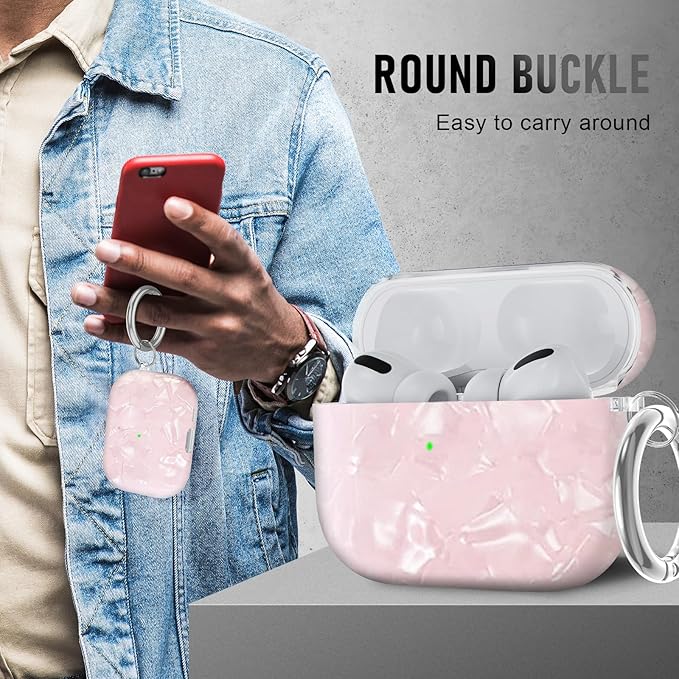 Compatible Airpods Pro 3 Case (2025),Design Shell Print Silicone Protective Cases for Apple AirPods Pro 3rd Generation Case,Airpod Pro 3 Cover with Keychain&Cleaner Kit for Women/Girls,Pink Shell