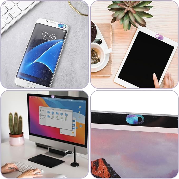 8PCS Laptop Camera Cover Slide, Starry Sky Webcam Cover Slide Phone Camera Cover, Ultra-Thin Computer Camera Cover Slide Blocker Slider Privacy Cover for Laptop Desktop PC Tablet(Starry Sky)