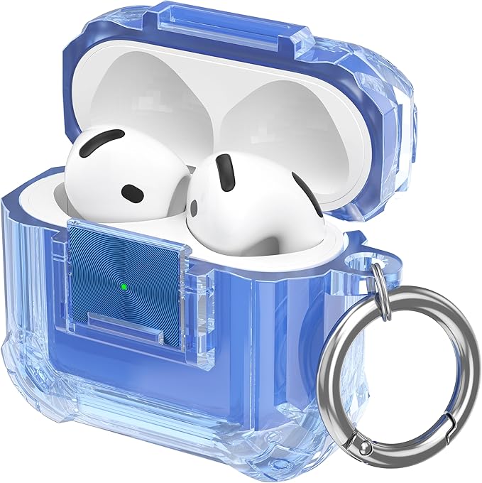 Valkit Compatible AirPods 4th Generation Case Cover, Soft TPU Airpods 4 Case with Cleaner Kit, Shockproof Protective Cases with Keychain for Apple AirPods 4 Gen Cases for Women Men(Lock Blue)