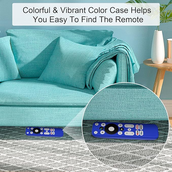 Blue Silicone Protective Case with Strap for Onn Android TV 4K UHD Stick TV Box 100024646 100026240 Remote, Shockproof Anti-Dirty Cover for Onn Remote