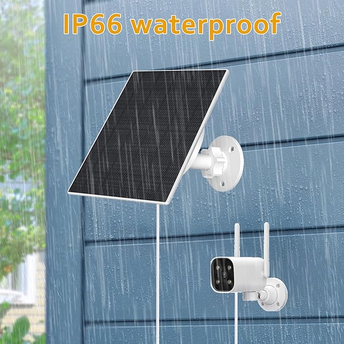 Zivif 10W Solar Panel for Security & Trail Cameras, 10400mAh Built-in Battery, 5V Outdoor Solar Charger with USB-C Cable, Micro-USB Adapter Plug, IP66 Waterproof, 360° Adjustable Mount