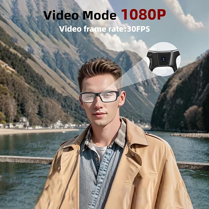 Camera Glasses HD 1080P Video Glasses Smart Glasses Outdoor Sport Action Glasses Camera for Cycling, Driving, Hunting, Hiking, Fishing