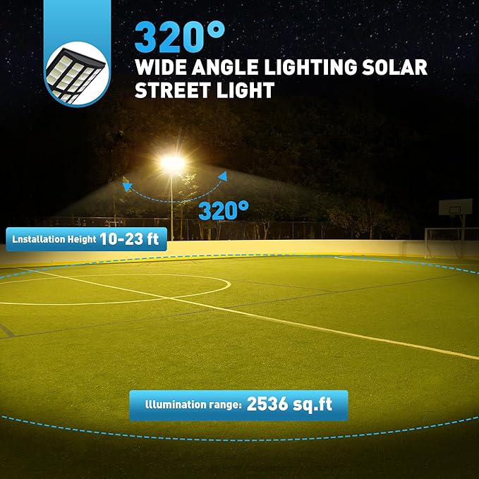 8000W Solar Street Lights Outdoor - Wide Angle Solar Lights Outdoor Motion Sensor,Solar Parking Lot Lights Dusk to Dawn,7000K LED Street Lights Solar Powered for Commercial,Yard(2 Pack)