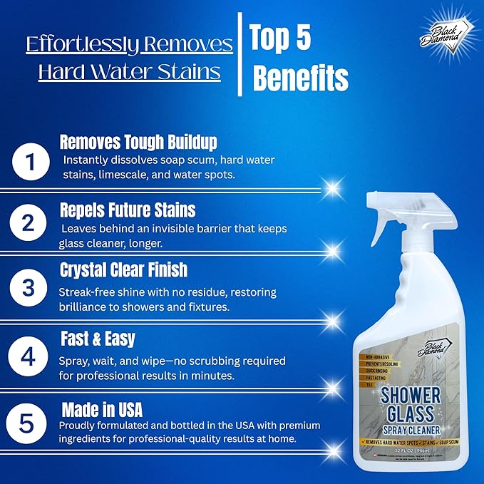 Black Diamond Stoneworks Bathroom Glass Cleaner Spray & Natural Stone Shower Sealer – 2 Pack Bathroom Bundle for Crystal-Clear Glass and Long-Lasting Stone Protection