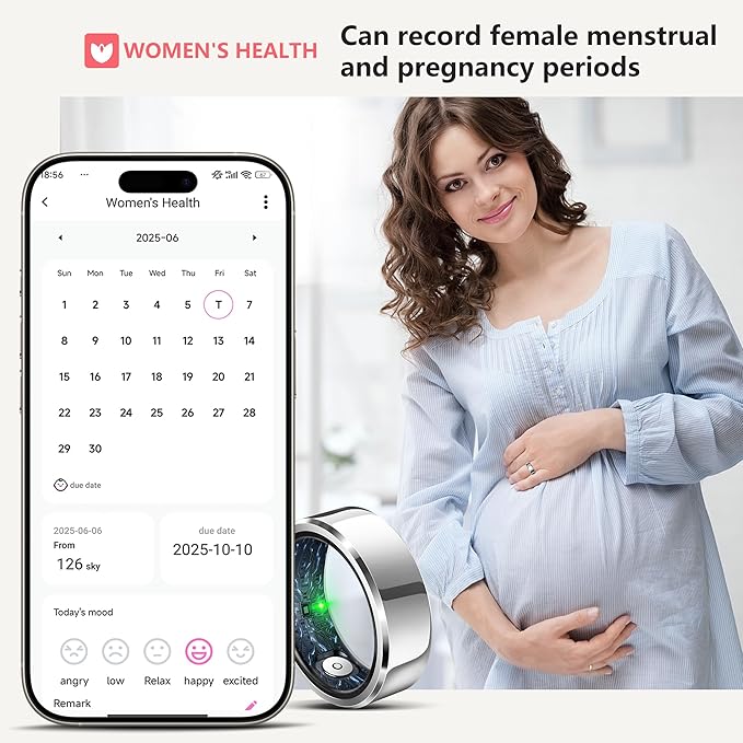 Smart Ring for Women Men, Fashion Minimalist Fitness Ring & Sleep Tracker Ring with Heart Rate, Blood Pressure,5ATM Waterproof Health Ring, No Subscription, Gifts for Women Men Gift (Black,10)