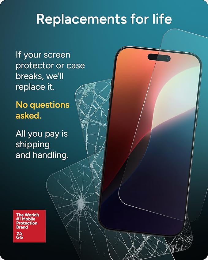 ZAGG XTR5 Screen Protector for iPhone 17 Pro - Glass, Blue Light Protection, 11X Stronger, Eyesafe CPF60 Tech, Anti-reflective Tech, Vibrant Color & Touch Sensitive Tempered Glass, Easy To Install
