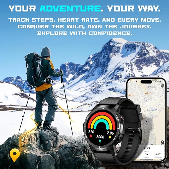 Smart Watch for Men, Work Fitness Watch with Step Tracker, IP68 Waterproof, Bluetooth Call for Android iOS, 24/7 Sleep Monitor, 110 Sports Modes (Casual, Black, 1.39)
