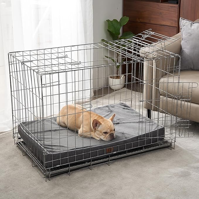 EHEYCIGA Memory Foam Dog Bed Orthopedic 30"x20"，Waterproof Pet Bed for Medium Dogs ，Washable Pet Mat with Removable Cover, Dark Grey