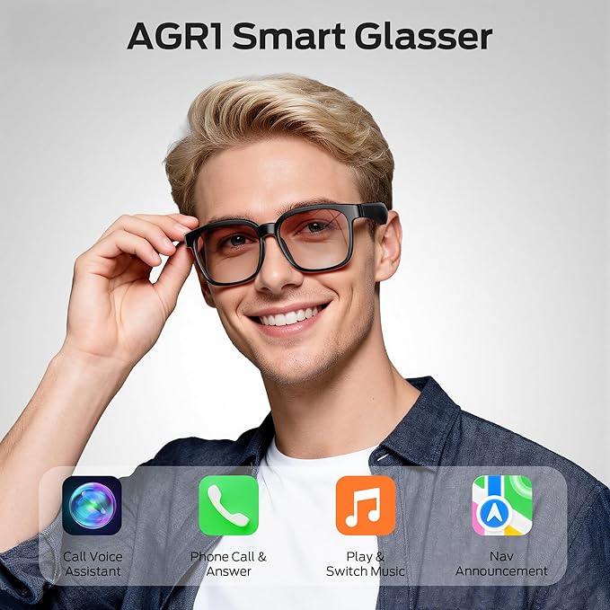 Oraolo Smart Glasses, Polarized Sunglasses with Bluetooth Speaker, Wireless Music & Calls, Athletic/Outdoor UV Protection and Voice Control, Unisex(Brown)