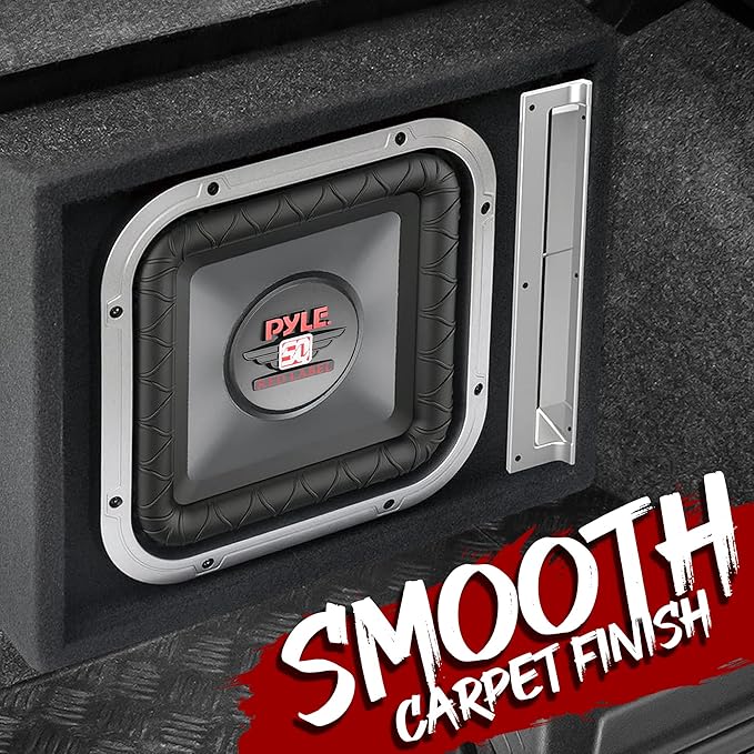Pyle 12'' Single Series Vented Subwoofer Enclosure - High Powered Woofers with a Non-Pressed Paper Cone, Rear Vented Design with Santoprene Surround - PLSQ12BS