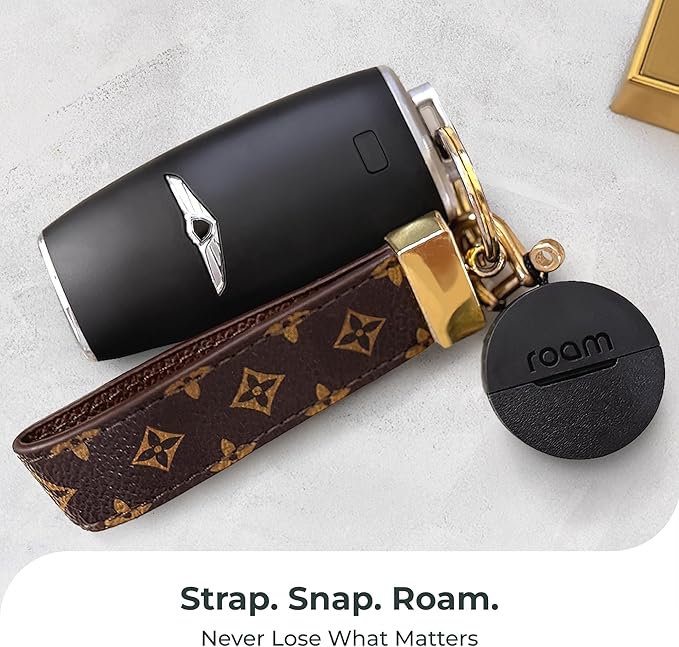 Roam Smart Tracker | Family-Friendly Eco Tracker for Keys, Bags & Kids’ Gear | Works with iOS & Android | Built-in Strap, QR Lost & Found | Replaceable Battery | No Extra App | 1-Pack, Grey