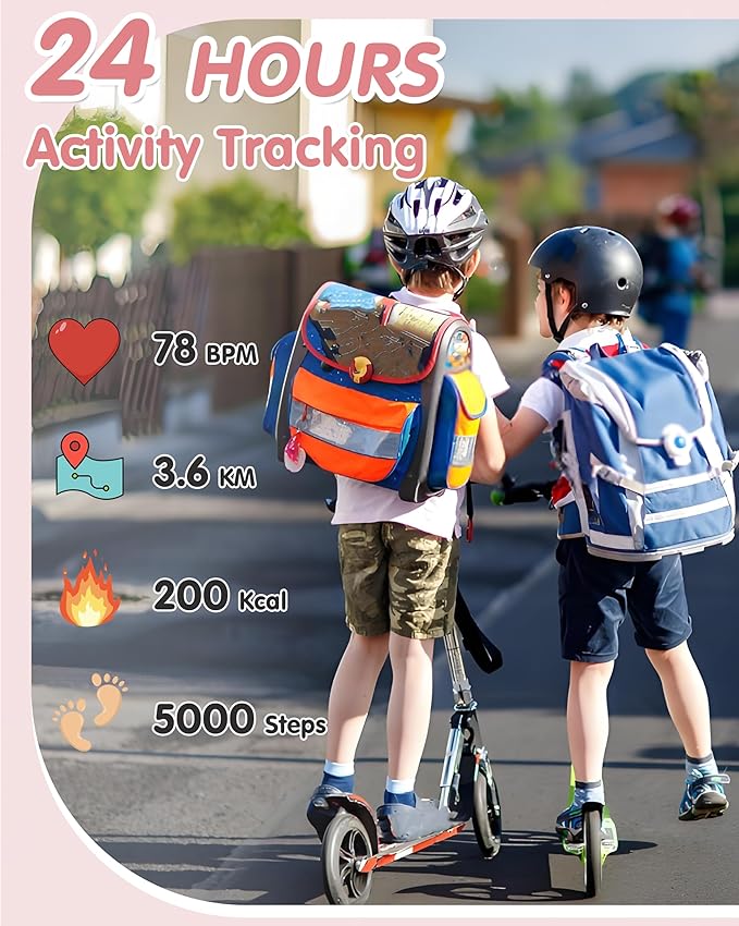 Kids Smart Watch, Kids Watch No Phone Needed Heart Rate & Sleep Tracker, Stress & SpO2 Monitor, 1.8" Fitness Tracker Step Counter, Alarm Clock, Games, Swimming Watch for Boys Girls Teens Aged 5+
