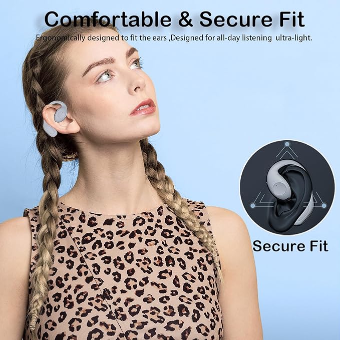 Open Ear Earbuds Wireless Bluetooth Bone Conduction Headphones Headset with Hook Over The Ear Bone Conducting Induction Headphones Earphones Headset Auriculares De Conduccion Osea