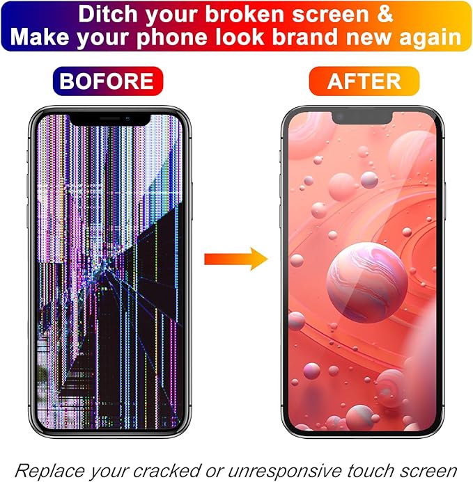 for iPhone 13 Screen Replacement 6.1', 3D Touch Display Full Repair kit, Digitizer Assembly with Tools Set, Tempered Glass, Instruction