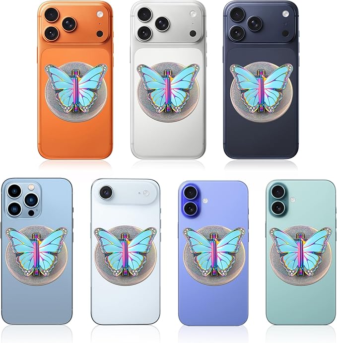 [2026 All-New] for MagSafe Butterfly Phone Grip, Magnetic Butterfly Phone Ring Holder for MagSafe Accessories & iPhone 17 Air 16 Pro Max Plus 15 14 13 12, Glitter Colorful