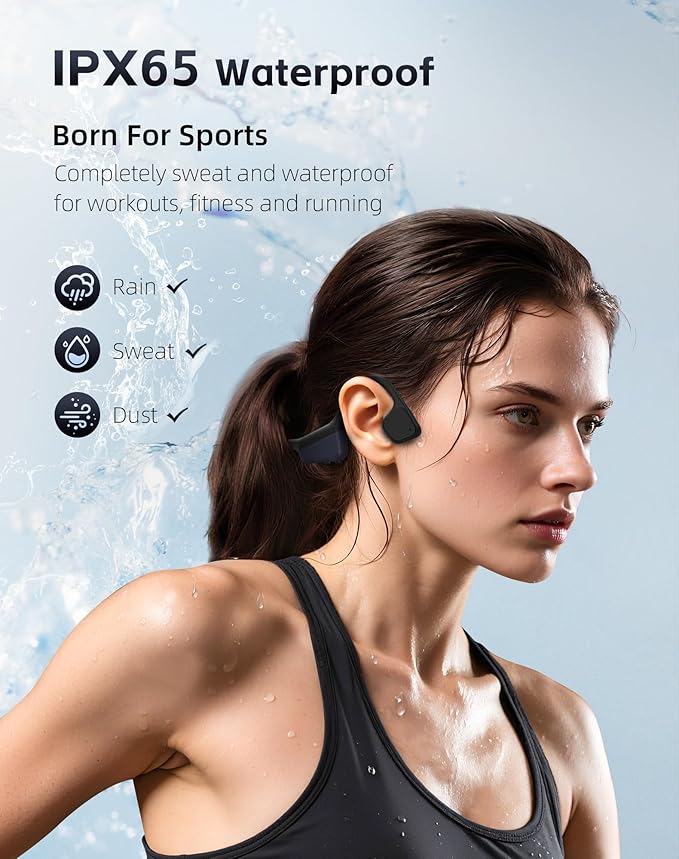 Bone Conduction Headphones Bluetooth 5.4 Open Ear Headphones with Mic, Wireless Earbuds for Running, Lightweight Sport Comfort Earbuds, IPX6 Waterproof, 18H Playtime, Couple Gifts for Him and Her Sets