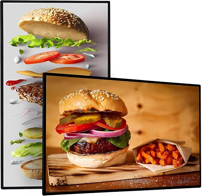 43 Inch Digital Signage Display, 4K UHD 1000 Nits Advertising Screen, Android 14.0 Wall Mount Digital Menu Board for Restaurants, Smart tv signage with 4GB RAM 64GB Storage, Smart Split Screen