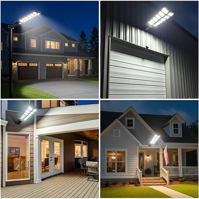 Solar Street Lights Outdoor Waterproof, IP66 15000LM 6500K Solar Flood Lights Dusk to Dawn Wide Angle Motion Sensor and Remote,Upgrade Fixing Rod (2 Pack)