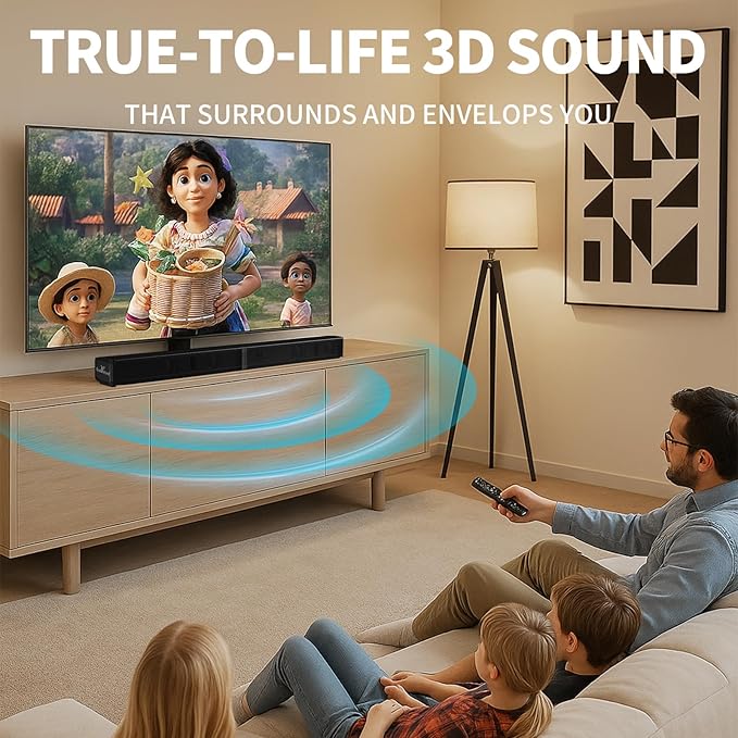 2.2 CH Soundbar for Smart TV, 2-in-1 Detachable Sound Bar for TV, Gaming Monitor, Surround Sound System, Bluetooth 5.3/HDMI-ARC/Optical/AUX Connections