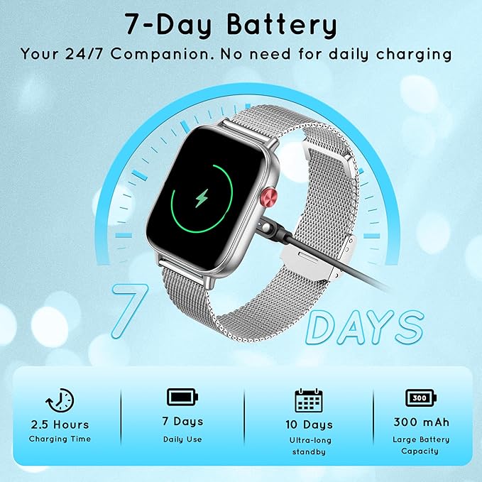 Smart Watch for Women Men (Answer/Make Calls) 1.83" HD 3 Bands Smartwatch Compatible Android iPhone Phones with Fitness Step Tracker/Heart Rate/Sleep Monitor, 120+ Sports Modes IP68 Waterproof, Silver