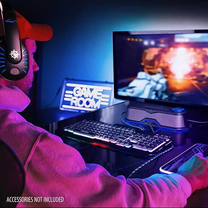 ENHANCE SB1 Computer Speakers High Excursion Soundbar - USB Powered Computer Sound Bar, Under Monitor Speaker with 10W Peak, LED Volume Control Knob, Headset Pass Through, Gaming Soundbar for PC