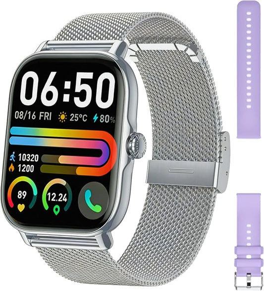 Smart Watches for Women Men, Steps Counter Fitness Tracker Watch for Android iPhone with Sleep Calorie Monitor and 110+ Sports, IP68 Waterproof, Pedometer Smartwatch (Purple, 1.8)