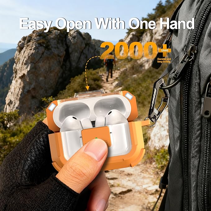 RFUNGUANGO for AirPods Pro 3 Case, Compatible with AirPods Pro 3 Generation Case (2025), Compatible with MagSafe, Magnetic Automatic Lock with Cleaner Kit and Keychain, Front LED Visible, Brown