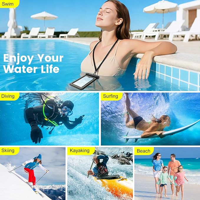 Floating Waterproof Phone Pouch, 2 Pack IP68 Waterproof Phone Case for iPhone 17 16 15 Pro Max Galaxy S25 S24 Ultra Up to 7", Cellphone Dry Bags Beach Cruise Essentials with Lanyard
