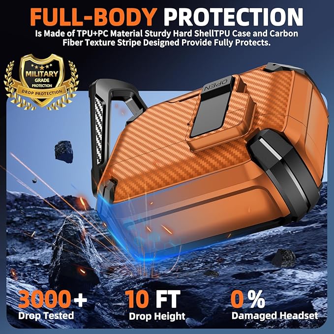 Inesore for AirPods Pro 3 Case (2025) with Phone Stand & Cleaning Kit,Compatible with Magsafe,Magnetic Automatic Lock Cover for AirPods Pro 3rd Generation,Orange