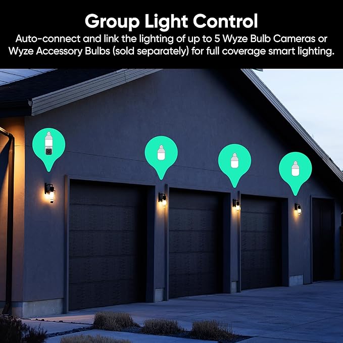 2K HD Outdoor Light Bulb Security Camera 2-Pack with 360 View Night Vision and Motion Detection