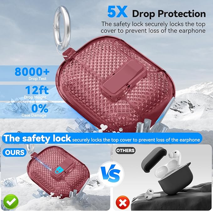 for AirPods Pro 3 Case with Phone Stand & Secure Lock, Auto-Open Clear Case Cover Compatible with Apple AirPods Pro 3rd Generation with Cleaning Kit & Keychain