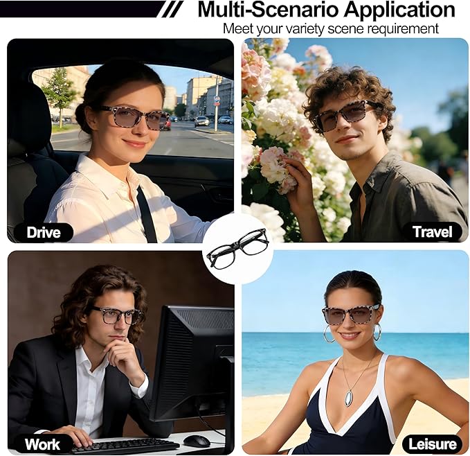 AI Smart Wireless Bluetooth Translation Glasses for Men/Women with Speakers/Bluetooth&140+ Languages Translation Sports/Travel/Drive/Busniess (C3+AI+Color Change Lenses+Daimao)