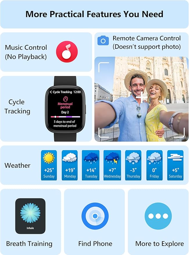 Smart Watch for Women Men Android & iPhone [2 Bands, 44mm case], Alexa Built-in, 1.83'' Smartwatch Make/Answer Call, HR SpO2 Sleep Stress Monitor Fitness Tracker, IP68 Waterproof Step Counter Watch