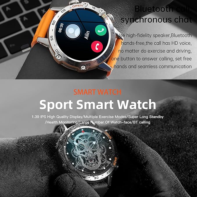 Military Smart Watch for Men(Answer/Dial Calls), Fitness Tracker for Android iPhone, 1.39" Activity Tracker with Heart Rate Sleep SpO2 Monitor, Calorie, 5ATM Waterproof Smartwatch, 3 Straps (Silver)
