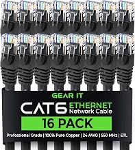 GEARit Cat6 Patch Cables Cat 6 Ethernet Cable 1 ft 16-Pack Black