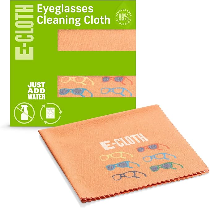 E-Cloth Glasses Cloth, Premium Microfiber Cleaning Cloth, Ideal Eyeglass and Lens Cleaner, Washable and Reusable, 100 Wash Guarantee, 1 Pack